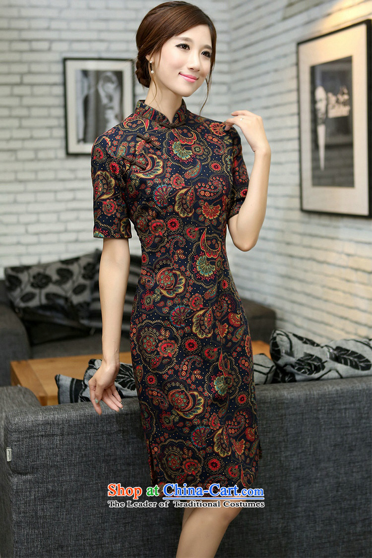 Jie in Wisconsin, China wind retro elegant ladies linen Spring Collar and knee in manual long qipao small vine, Athena Mock-neck qipao M picture, prices, brand platters! The elections are supplied in the national character of distribution, so action, buy now enjoy more preferential! As soon as possible.