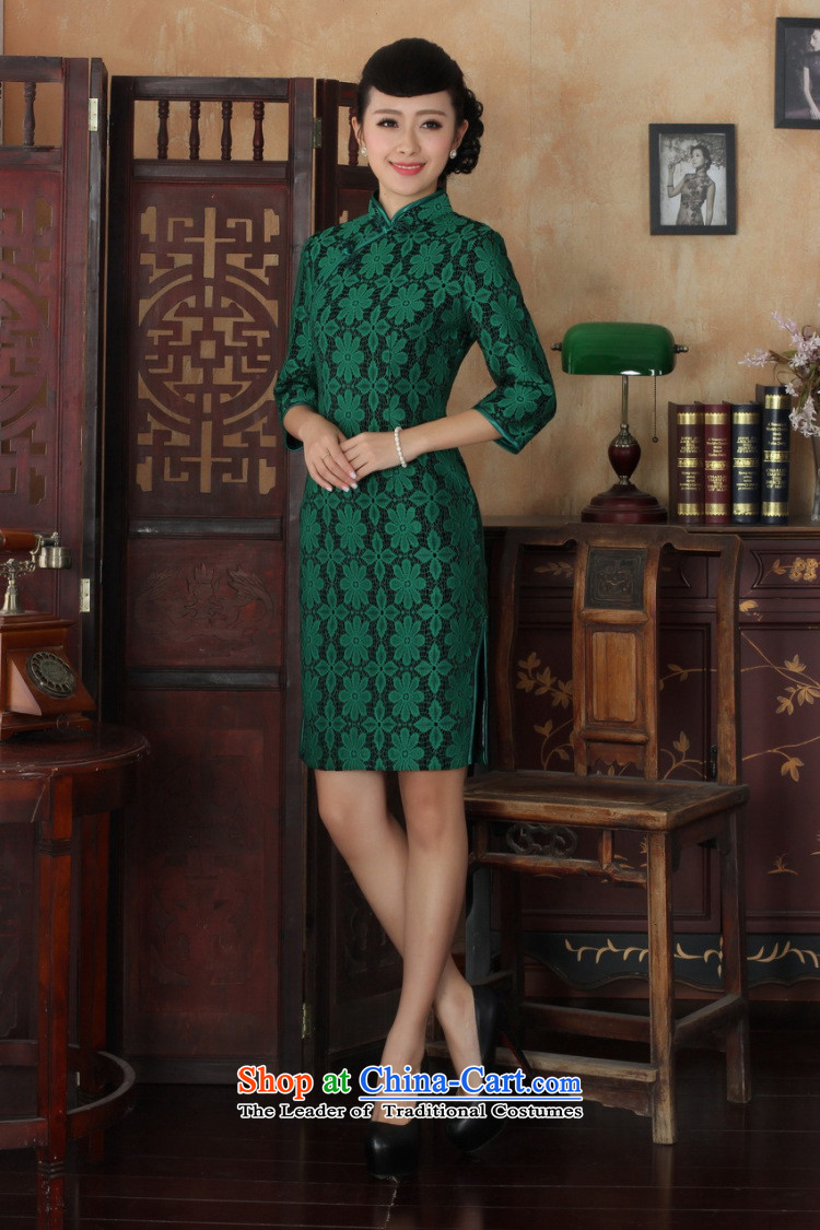 Ms Au King Mansion to Chinese improved cheongsam dress long skirt Superior elasticity lace cheongsam dress Kim scouring pads Sau San 7 Cuff TD0021 map color M brand, prices, picture platters! The elections are supplied in the national character of distribution, so action, buy now enjoy more preferential! As soon as possible.