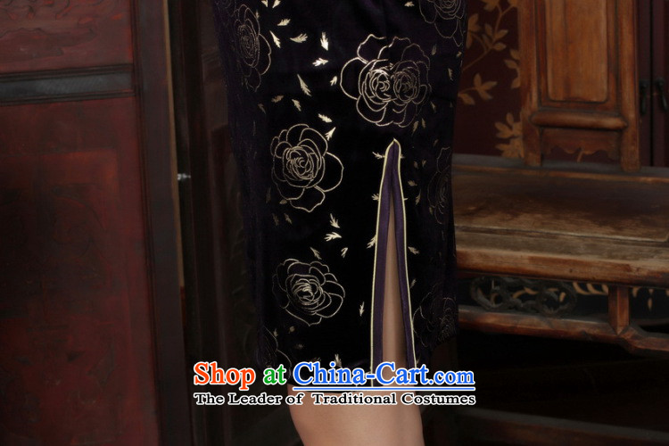 Ms Au King Mansion to Chinese improved cheongsam dress long skirt superior Stretch Wool cheongsam dress Kim 
