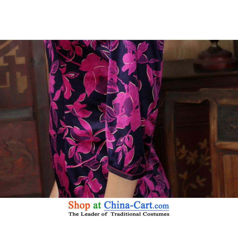 Ms Au King Mansion to Chinese improved cheongsam dress long skirt superior Stretch Wool cheongsam dress Kim Sau San 7 -A picture color sleeves to Jing Ge.... XL, online shopping