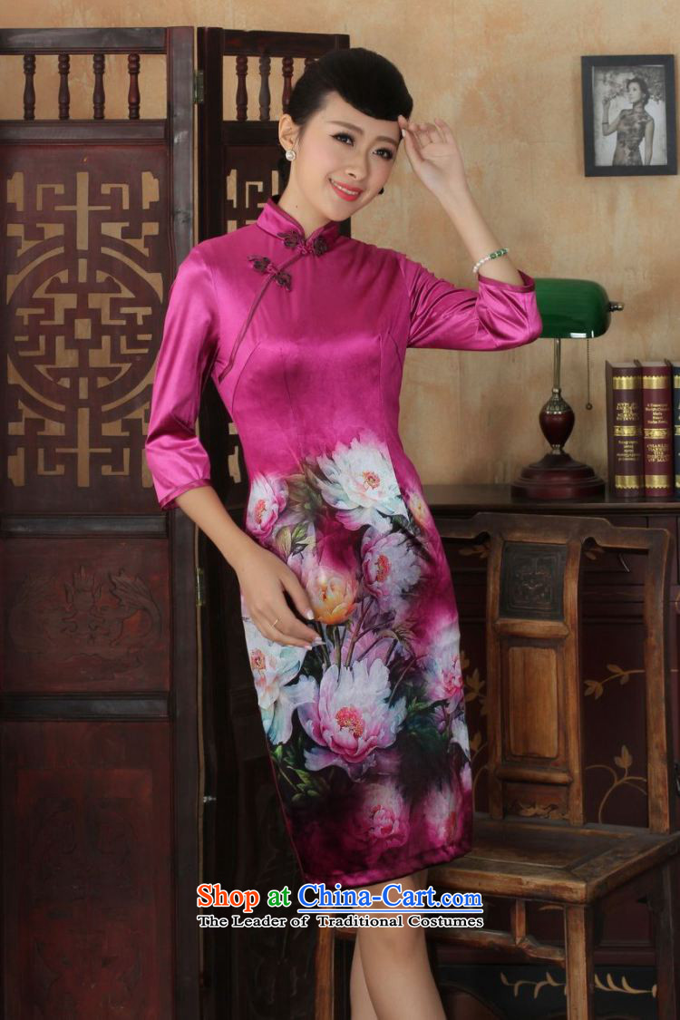 Ms Au King Mansion to Chinese improved cheongsam dress long skirt superior Stretch Wool cheongsam dress Kim 