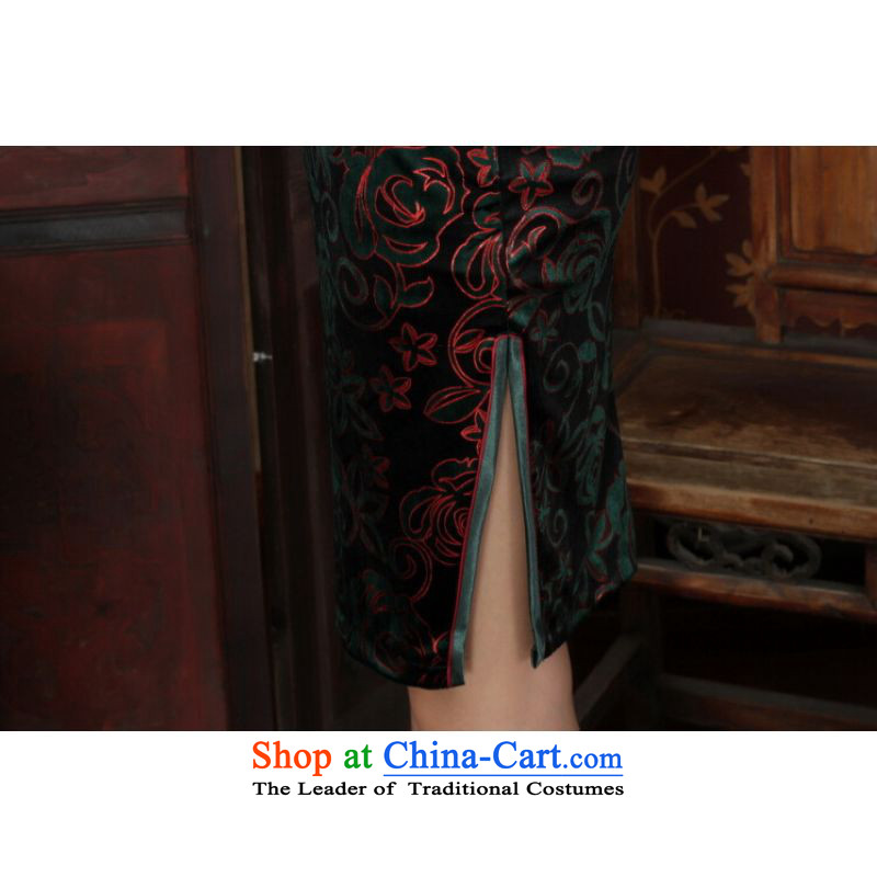 Ms Au King Mansion to Chinese improved cheongsam dress long skirt superior Stretch Wool cheongsam dress Kim Sau San 7 Cuff color pictures , L' Jing Ge , , , shopping on the Internet