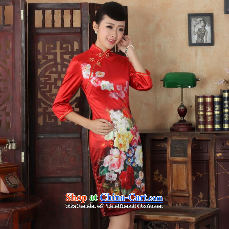 Ms Au King Mansion to Chinese improved cheongsam dress long skirt superior Stretch Wool cheongsam dress Kim Sau San 7 Cuff Color pictures to Jing Ge , , , S, shopping on the Internet