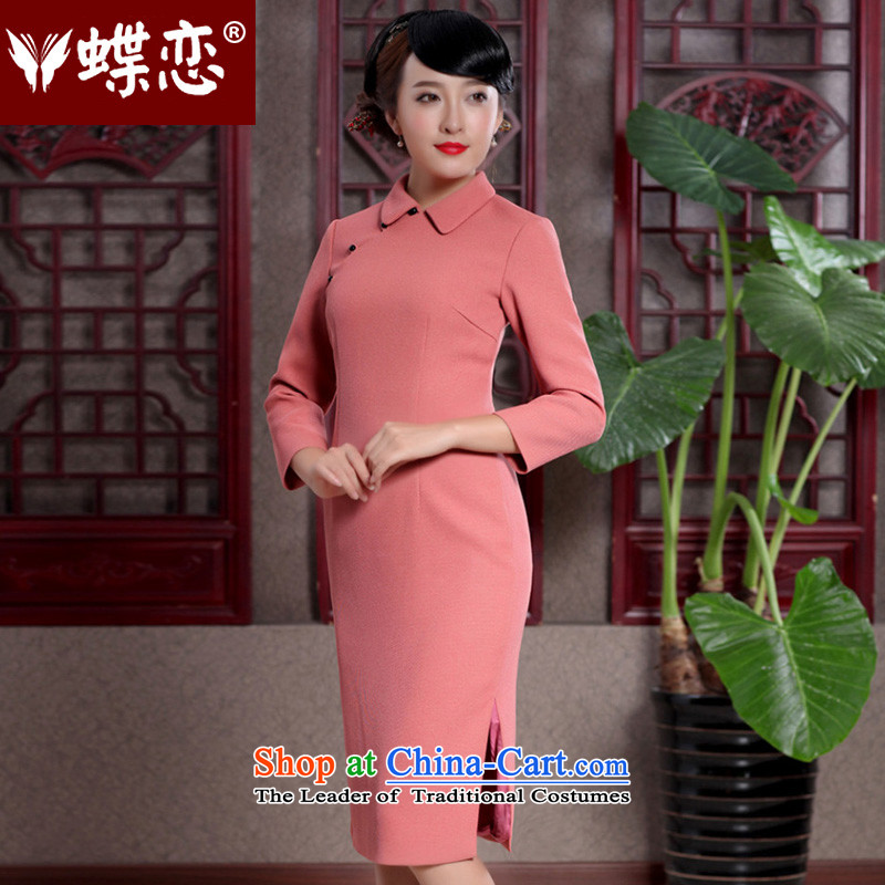 Butterfly Lovers 2015 Autumn new stylish pearl deduction, improved cheongsam dress daily Sau San long qipao 49107 orange  M Butterfly Lovers , , , shopping on the Internet