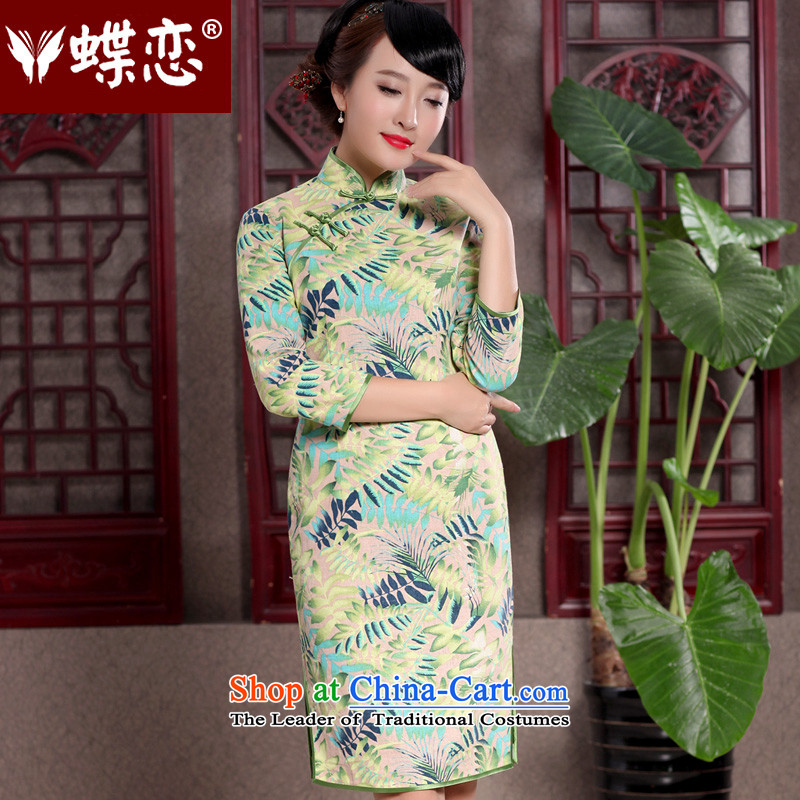 Butterfly Lovers 2015 Autumn New_ retro 7 cuff cheongsam dress stylish improvement long cotton linen dresses 49109-shee Chiung-chih?L