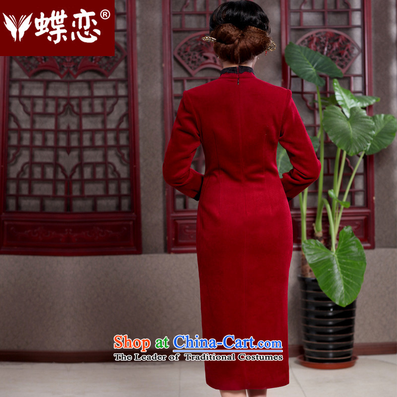 Butterfly Lovers 2015 Autumn new retro look like replacing cheongsam dress improved long wool is a stylish 49110 qipao wine red XXL, Butterfly Lovers , , , shopping on the Internet