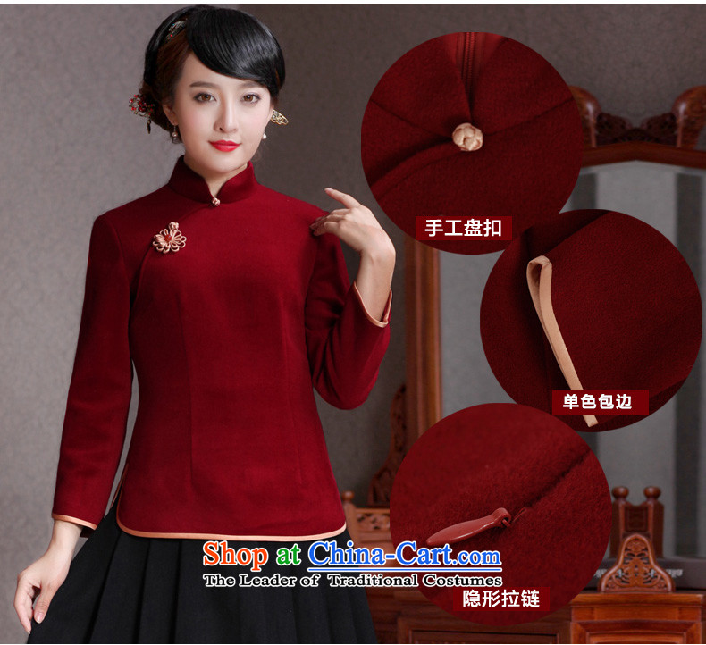 Butterfly Lovers 2015 Autumn New) China wind-to-day of qipao shirt improved wool? Tang blouses 49111 wine red   XL Photo, prices, brand platters! The elections are supplied in the national character of distribution, so action, buy now enjoy more preferential! As soon as possible.