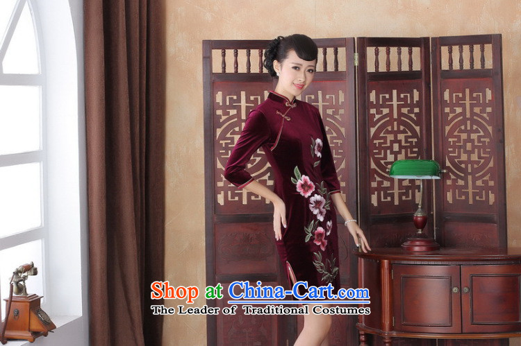 Floral qipao autumn Women's clothes improved stylish Kim scouring pads daily collar short retro Sau San, temperament embroidery cheongsam dress RED M picture, prices, brand platters! The elections are supplied in the national character of distribution, so action, buy now enjoy more preferential! As soon as possible.