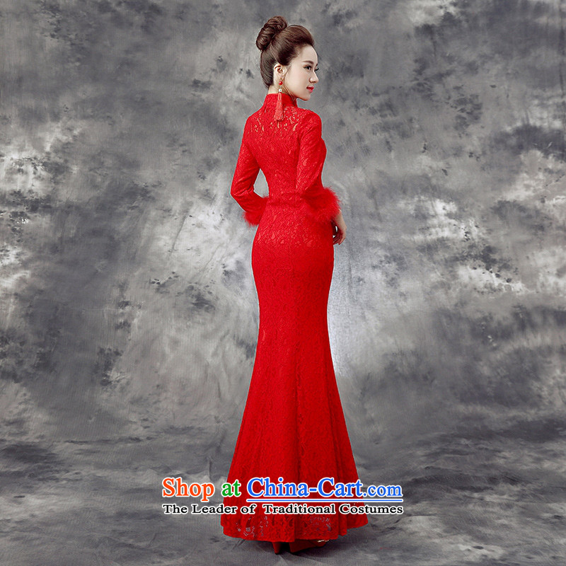 The leading edge of the new 2015 days bride wedding dresses improved Sau San crowsfoot bows qipao winter RED M 2.0 ft 863 waistline, the dream of the day the , , , shopping on the Internet