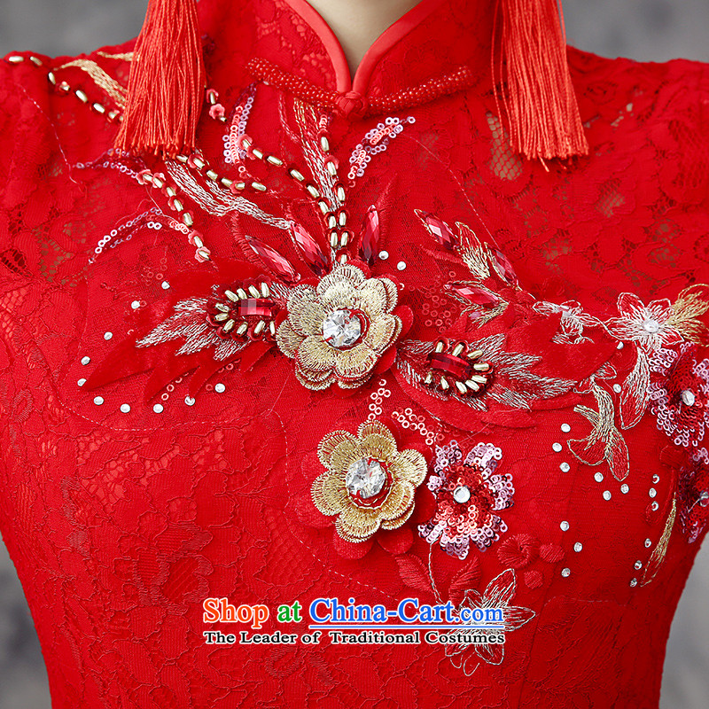 The leading edge of the new 2015 days bride wedding dresses improved Sau San crowsfoot bows qipao winter RED M 2.0 ft 863 waistline, the dream of the day the , , , shopping on the Internet