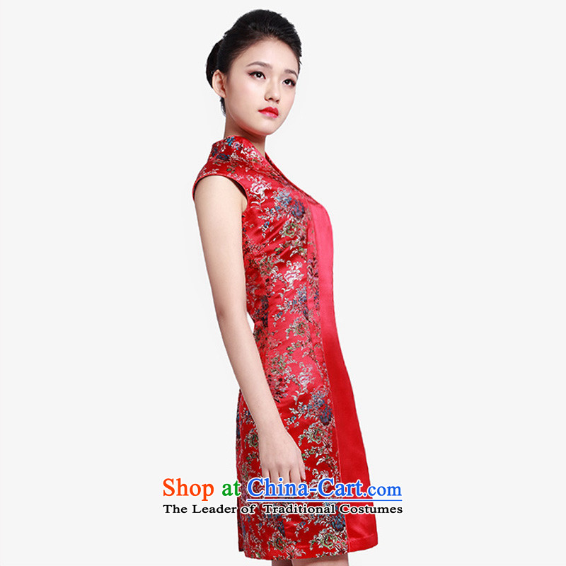 Wooden spring and summer of 2015 really new Chinese saika elegant qipao gown 80608 short-sleeved 04 deep red wood really a , , , XXL, shopping on the Internet