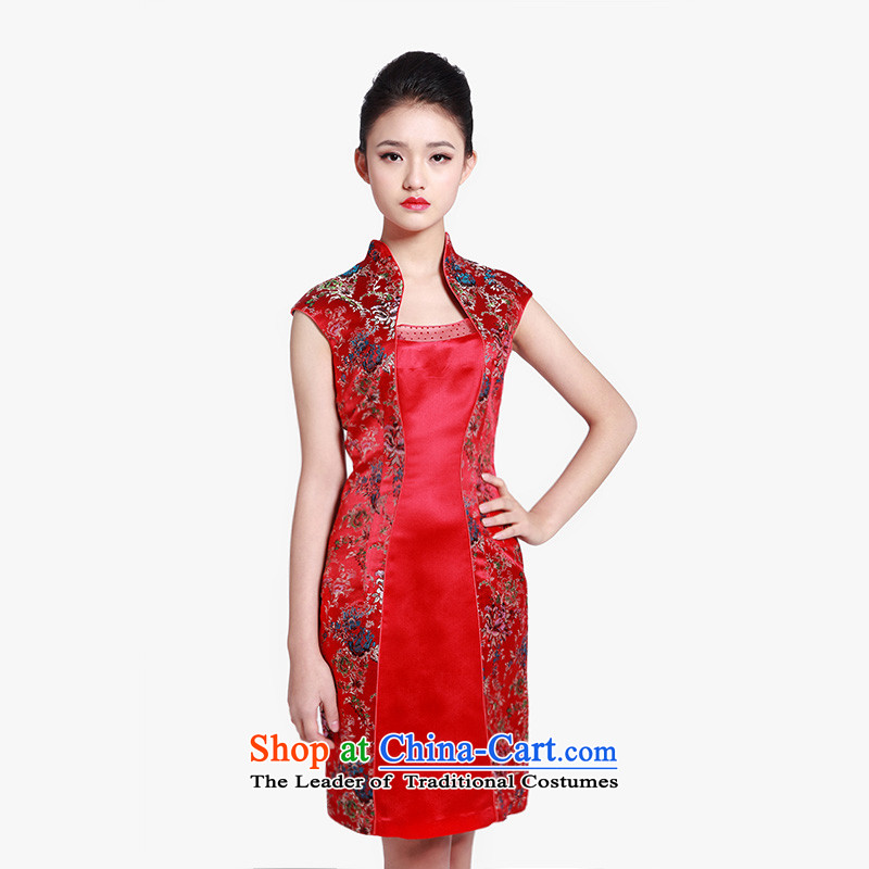 Wooden spring and summer of 2015 really new Chinese saika elegant qipao gown 80608 short-sleeved 04 deep red wood really a , , , XXL, shopping on the Internet