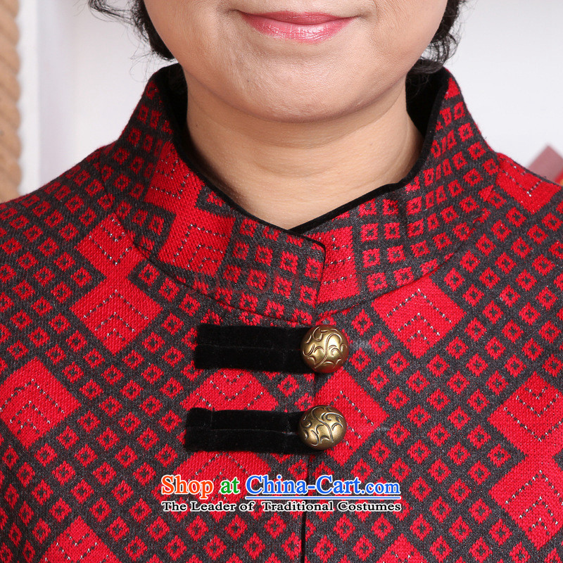 Picking frequency of older women Tang dynasty winter coats blouses Mock-neck Tang dynasty women wool? Tang Dynasty - 1 black jacket red grille 2XL, spend picking frequency , , , shopping on the Internet