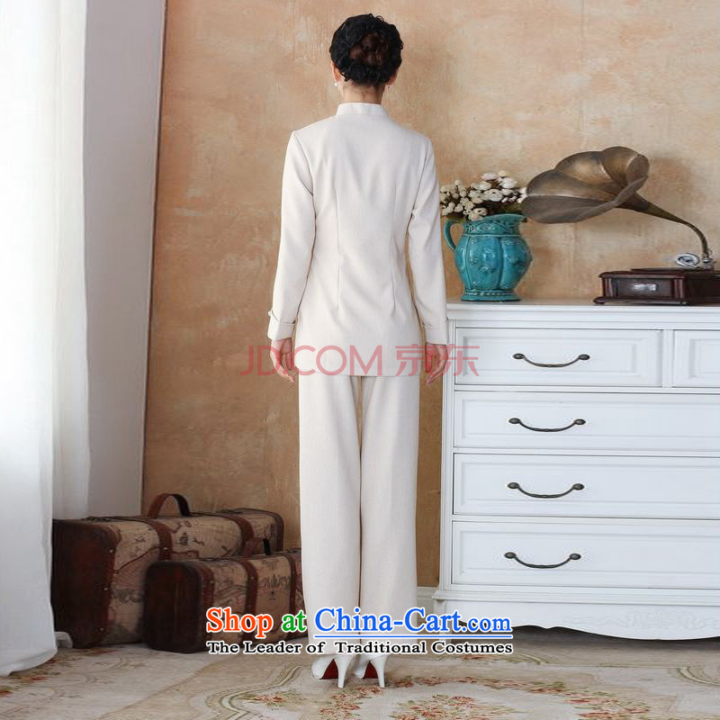 Picking frequency in Tang Dynasty, Ms. older cotton linen load spring and autumn kit collar hand-painted Tang blouses pants Kit - 1 M, picking frequency , , , beige shopping on the Internet