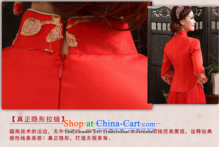 Toasting champagne wedding dress uniform tslyzm qipao improved long 2015 autumn and winter new bride long-sleeved Chinese wedding Soo-wo service Tang Dynasty to the dragon use red L picture, prices, brand platters! The elections are supplied in the national character of distribution, so action, buy now enjoy more preferential! As soon as possible.