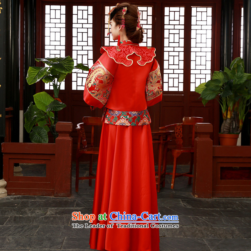 The privilege of serving-leung new bride winter 2014 wedding dress qipao bows to Sau Wo service use su kimono red dragon XL, a service-leung , , , shopping on the Internet