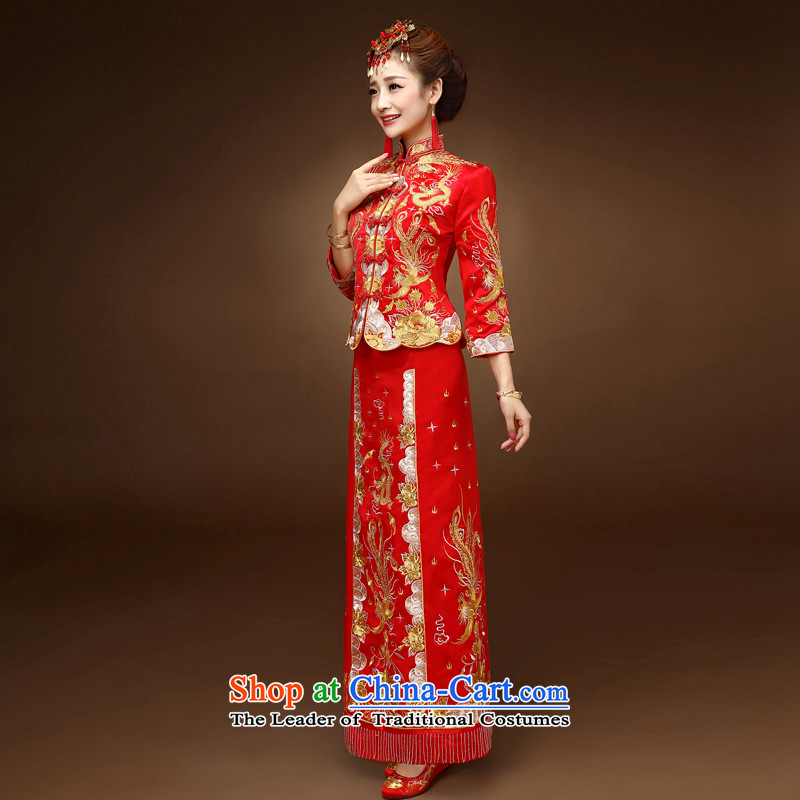The privilege of serving-leung 2015 new bride-soo Wo Service winter wedding dress longfeng use skirt qipao bows services use RED M, a service-leung , , , shopping on the Internet