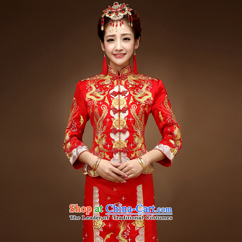 The privilege of serving-leung 2015 new bride-soo Wo Service winter wedding dress longfeng use skirt qipao bows services use RED M, a service-leung , , , shopping on the Internet