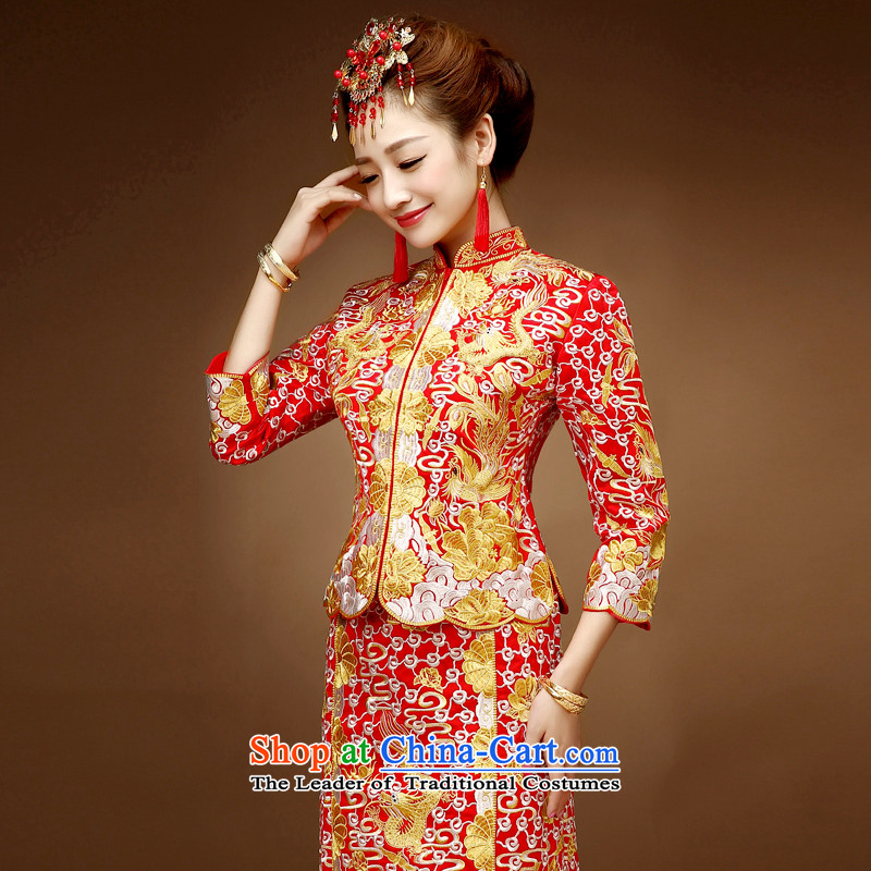 Autumn and winter-soo Wo Service Chinese wedding dress bride wedding dress qipao bows services Big Five Dragon Well the use of services such as red 2XL,-leung , , , shopping on the Internet
