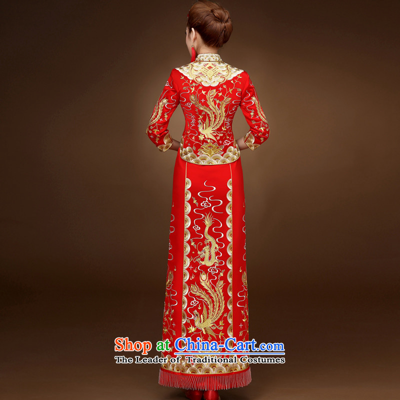 The autumn and winter load retro-soo Wo Service bridal dresses bows service wedding dress longfeng use skirt use Chinese wedding dress RED M, a service-leung , , , shopping on the Internet