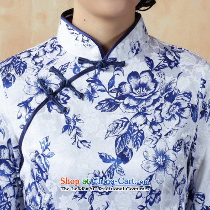 Dan Chu leads for the new Tobacco Qipao) Tang Dynasty Chinese improvement collar is pressed to cotton porcelain, cuff figure , L, Dan qipao smoke , , , shopping on the Internet