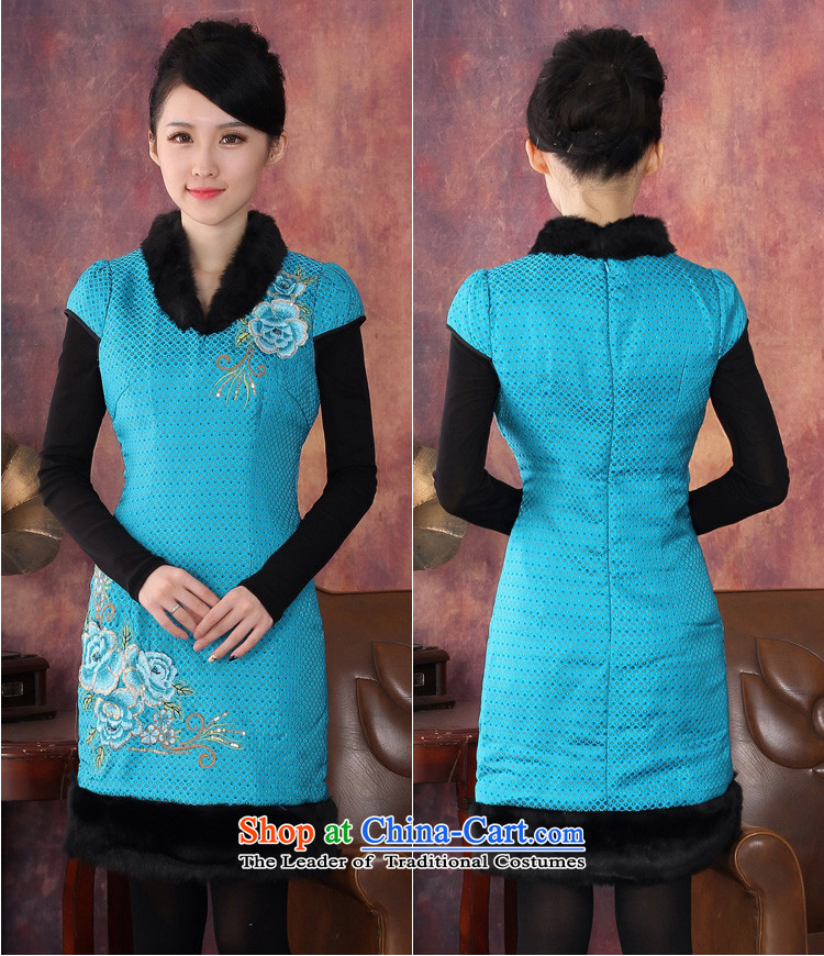 Oriental aristocratic 2015 Fall/Winter Collections elegant embroidery cheongsam dress daily improved cotton short of female folder cheongsam dress 344609 Blue S picture, prices, brand platters! The elections are supplied in the national character of distribution, so action, buy now enjoy more preferential! As soon as possible.