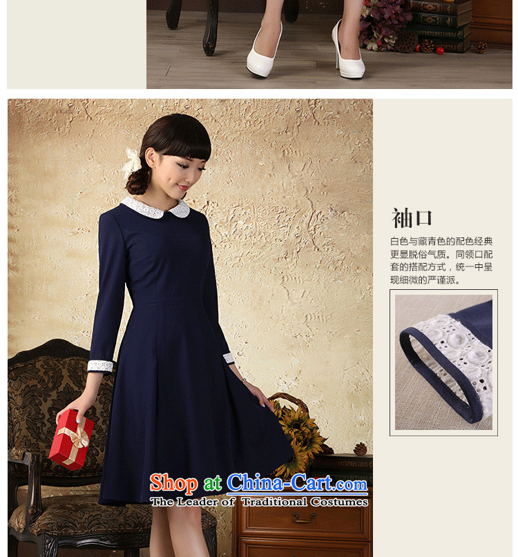 A Pinwheel Without Wind blue heart autumn Yat On early autumn 2015 new long-sleeved dresses ethnic improved elegance navy blue M picture, prices, brand platters! The elections are supplied in the national character of distribution, so action, buy now enjoy more preferential! As soon as possible.