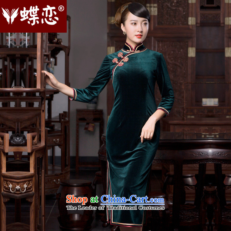 Butterfly Lovers 2015 Autumn new improved retro look_ scouring pads cheongsam dress 49059 MOSS?S