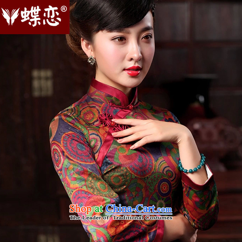 Butterfly Lovers 2015 Autumn New) Improvement of cloud of incense yarn Silk Cheongsam Fashionable dresses 48013 year - 7 Days XXL, pre-sale of land has been pressed Butterfly Shopping on the Internet