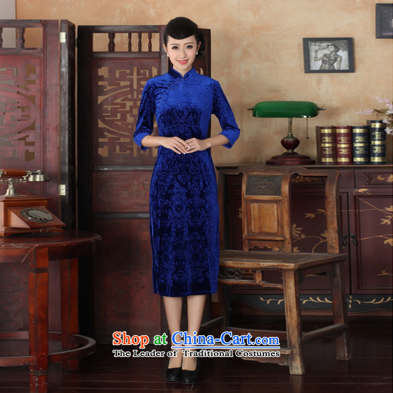 Mrs Ingrid Yeung economy Overgrown Tomb new products Chinese improved cheongsam dress long skirt superior Stretch Wool 7 Cuff Kim qipao  TD00039 figure XL, Mrs Ingrid Yeung economy Overgrown Tomb , , , shopping on the Internet