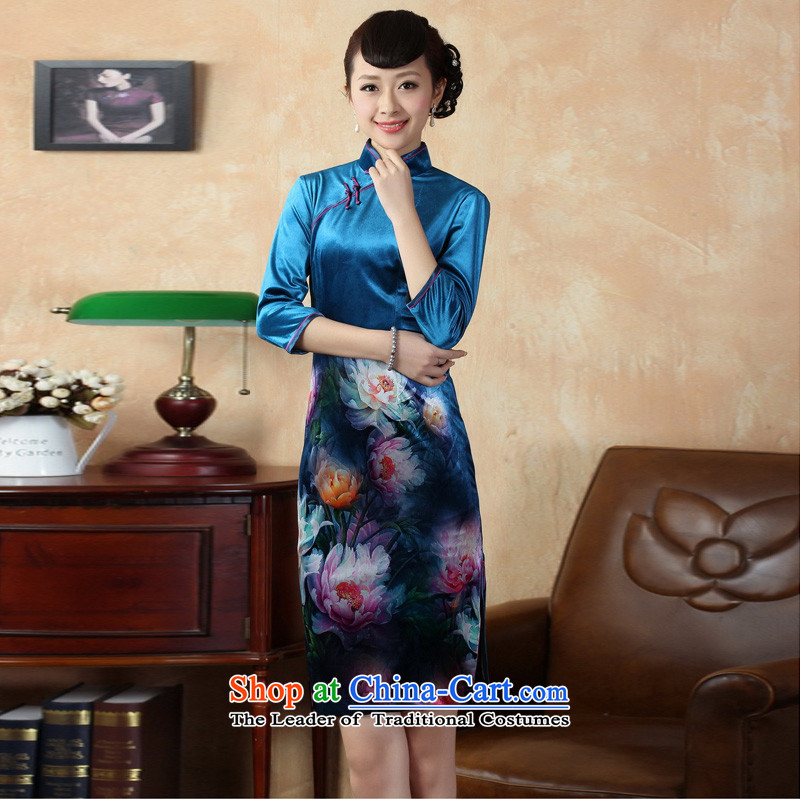 Mrs Ingrid Yeung as Overgrown Tomb?2014 Superior Stretch Wool 7 Cuff Gold Disc Tie Ladies sweet temperament Mock-neck qipao figure?S Sau San