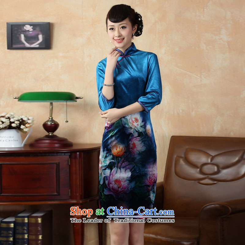Mrs Ingrid Yeung as Overgrown Tomb 2014 Superior Stretch Wool 7 Cuff Gold Disc Tie Ladies sweet temperament Mock-neck qipao figure , S, Sau San Bei economy Overgrown Tomb , , , shopping on the Internet