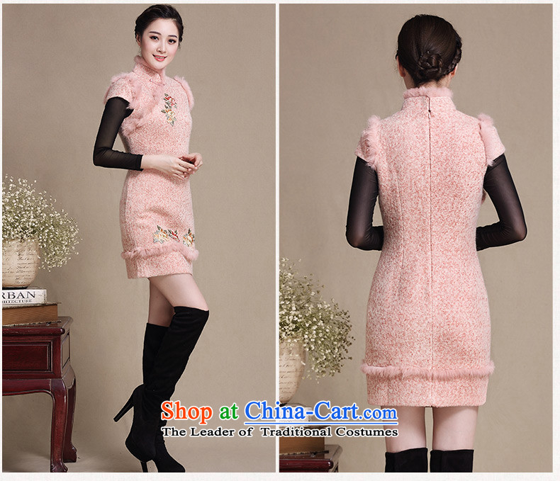 The cheer her embroidery new winter clothing retro style woolen? for improved qipao gross Sau San temperament cheongsam dress Y3196D bare pink XL Photo, prices, brand platters! The elections are supplied in the national character of distribution, so action, buy now enjoy more preferential! As soon as possible.
