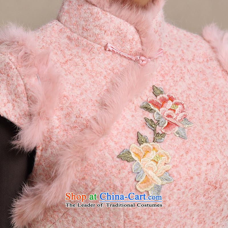 The cheer her embroidery new winter clothing retro style woolen? for improved qipao gross Sau San temperament cheongsam dress Y3196D bare pink XL, improve cross-sa , , , shopping on the Internet
