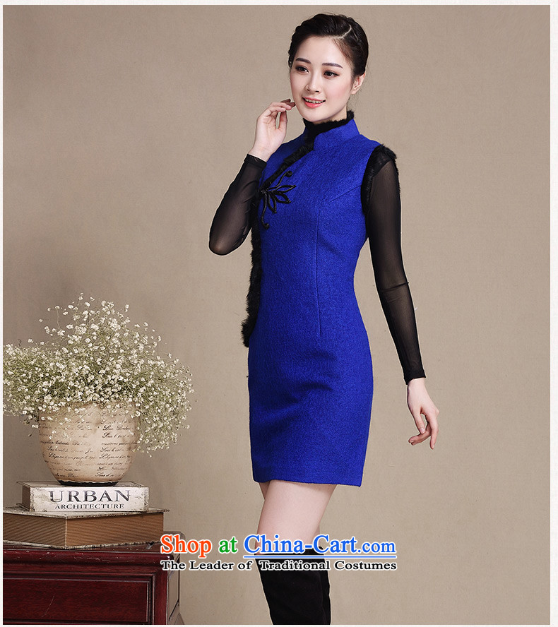 The cheer her thoughts about the new wool Fall/Winter Collections and stylish high-end cheongsam dress collar short, improved gross daily cheongsam dress Y3198D dark blue 2XL Photo, prices, brand platters! The elections are supplied in the national character of distribution, so action, buy now enjoy more preferential! As soon as possible.
