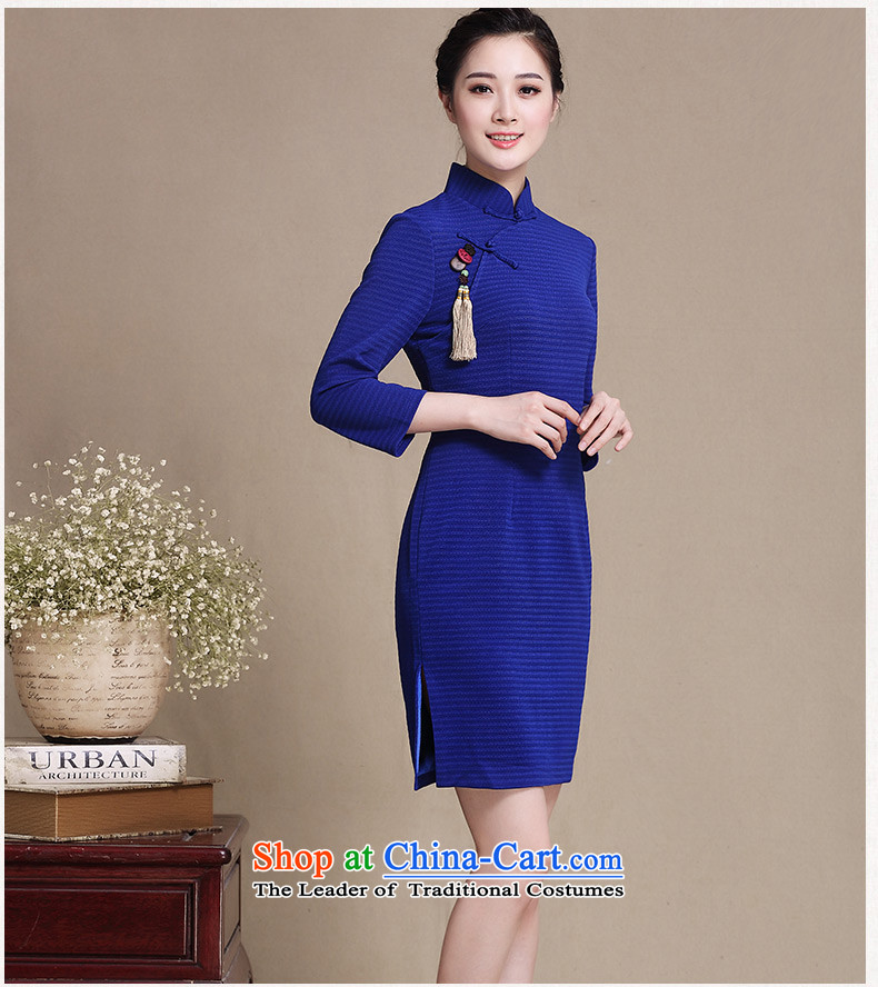 The cross-SA-point fall arrest 2015 retro improvement in the autumn of qipao cheongsam dress new cuff temperament improved cheongsam dress Y3199D Blue M picture, prices, brand platters! The elections are supplied in the national character of distribution, so action, buy now enjoy more preferential! As soon as possible.