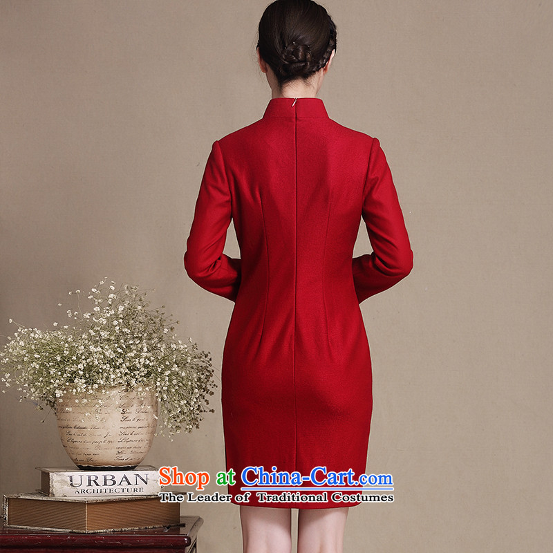The cross-sa of Mr NGAN new gross qipao retro wool?? daily improved long-sleeved autumn and winter skirt  Y3220D qipao Ms.  2XL, red cross-SA has been pressed the on-line shopping