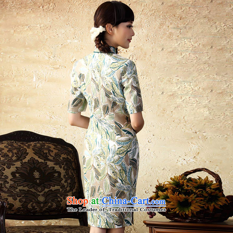 A Pinwheel Without Wind pointed out that the fall of linen Yat cheongsam dress autumn 2015 replacing improved stylish Sau San stamp cotton linen dresses suits the green XL, Yat Lady , , , shopping on the Internet