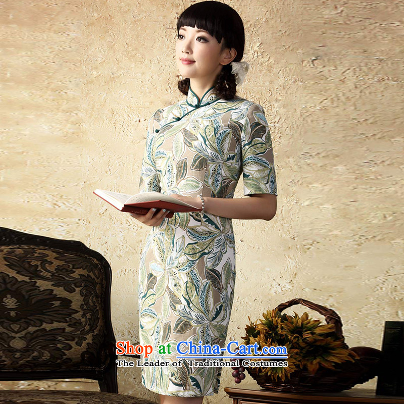 A Pinwheel Without Wind pointed out that the fall of linen Yat cheongsam dress autumn 2015 replacing improved stylish Sau San stamp cotton linen dresses suits the green XL, Yat Lady , , , shopping on the Internet
