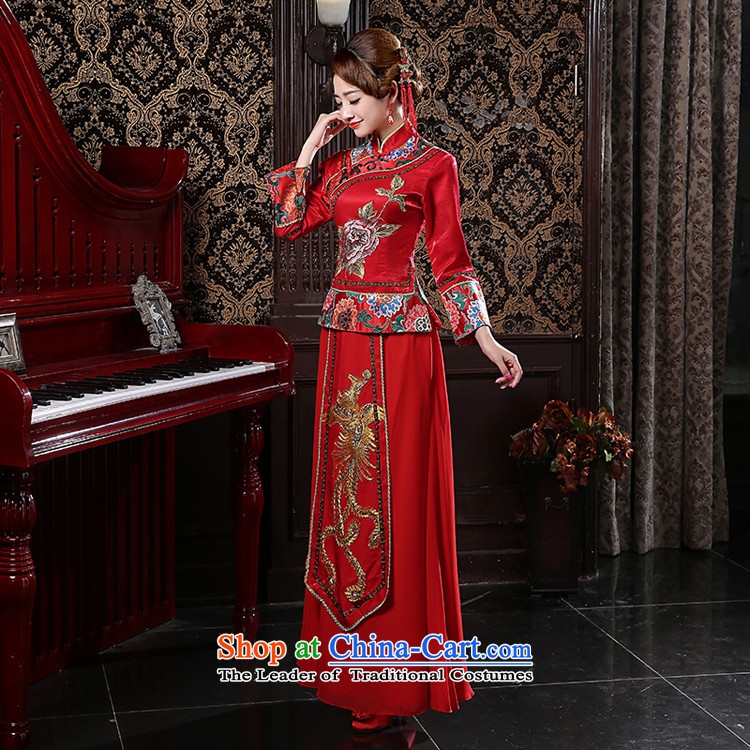 Rain-sang yi new bride wedding dress red retro improved Chinese style wedding wedding dresses kit long skirt QP565 embroidered red M picture, prices, brand platters! The elections are supplied in the national character of distribution, so action, buy now enjoy more preferential! As soon as possible.