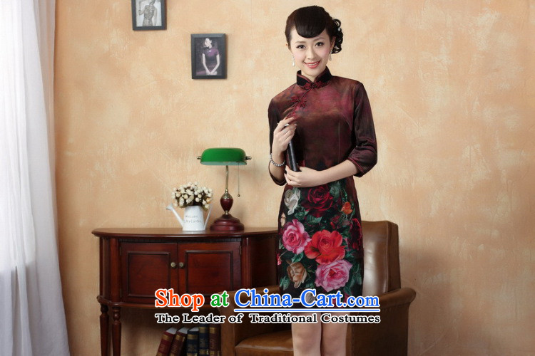 Mrs Ingrid Yeung economy new autumn 2014 Overgrown Tomb of Tang Dynasty cheongsam dress collar Stretch Wool poster retro Kim Classic short-sleeved qipao improvement as figure S picture, prices, brand platters! The elections are supplied in the national character of distribution, so action, buy now enjoy more preferential! As soon as possible.