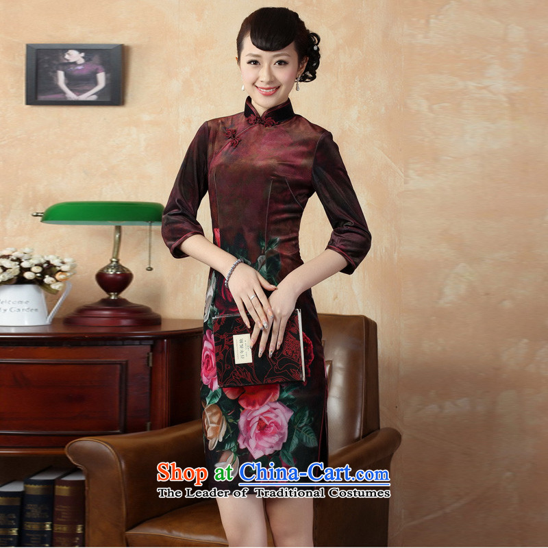 Mrs Ingrid Yeung economy new autumn 2014 Overgrown Tomb of Tang Dynasty cheongsam dress collar Stretch Wool poster retro Kim Classic short-sleeved qipao improvement as figure S, Mrs Ingrid Yeung economy Overgrown Tomb , , , shopping on the Internet
