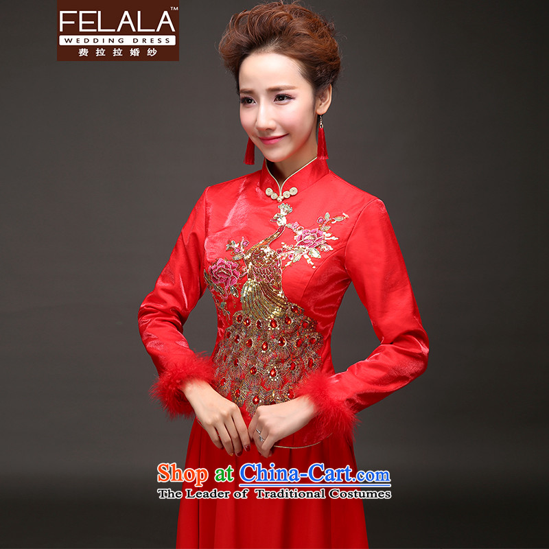 Ferrara 2015 winter new retro Chinese cheongsam dress on drilling thick maternity dress XL Suzhou shipment of Ferrara wedding (FELALA) , , , shopping on the Internet
