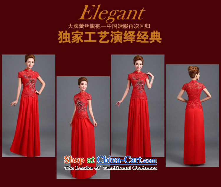Beverly Ting bows services 2015 new bride in spring and summer wedding dress long lace cheongsam dress red Chinese red short-sleeved S picture, prices, brand platters! The elections are supplied in the national character of distribution, so action, buy now enjoy more preferential! As soon as possible.