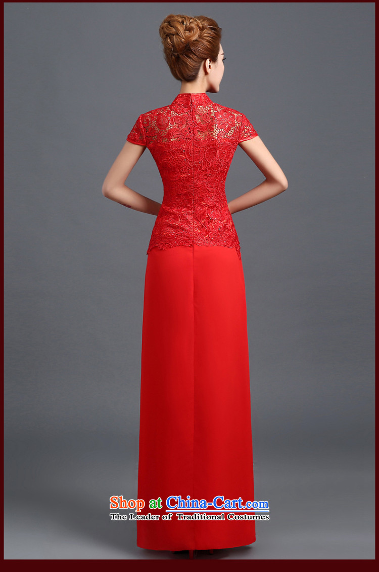 Beverly Ting bows services 2015 new bride in spring and summer wedding dress long lace cheongsam dress red Chinese red short-sleeved S picture, prices, brand platters! The elections are supplied in the national character of distribution, so action, buy now enjoy more preferential! As soon as possible.