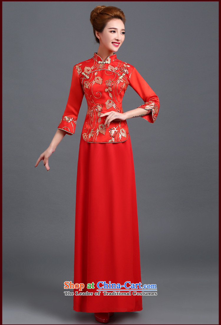 Beverly Ting bows services red stylish bride 2015 new marriage wedding dress female Chinese cheongsam dress red XL improved picture, prices, brand platters! The elections are supplied in the national character of distribution, so action, buy now enjoy more preferential! As soon as possible.