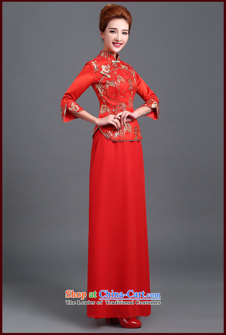Beverly Ting bows services red stylish bride 2015 new marriage wedding dress female Chinese cheongsam dress red XL improved picture, prices, brand platters! The elections are supplied in the national character of distribution, so action, buy now enjoy more preferential! As soon as possible.