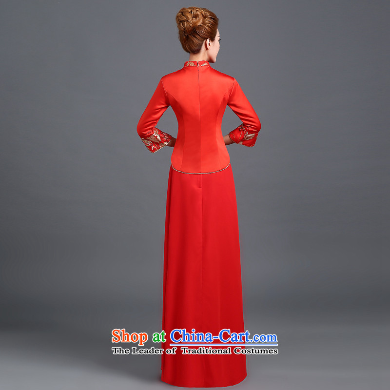 Beverly Ting bows services red stylish bride 2015 new marriage wedding dress female Chinese cheongsam dress red improved XL, Beverly (tingbeier ting) , , , shopping on the Internet