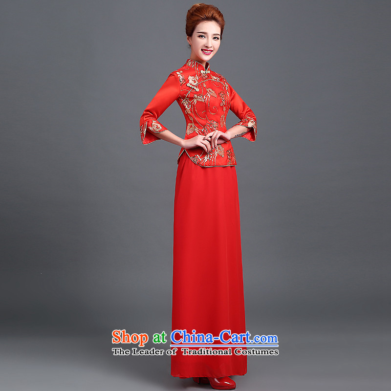 Beverly Ting bows services red stylish bride 2015 new marriage wedding dress female Chinese cheongsam dress red improved XL, Beverly (tingbeier ting) , , , shopping on the Internet
