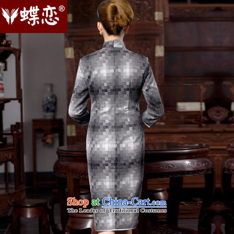 The Butterfly Lovers autumn 2015 new stylish improved latticed cheongsam dress retro elegant qipao long hair? 49054 gray mosaic M Butterfly Lovers , , , shopping on the Internet